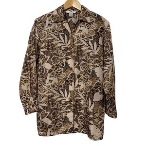 Stunt Floral Silk Button Up Shirt Size Womens Petite PS Lightweight Fall Casual